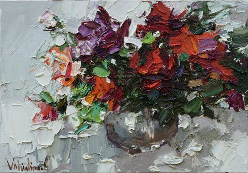 Roses in a vase par Anastasiya Valiulina, Peinture en vente sur Singulart