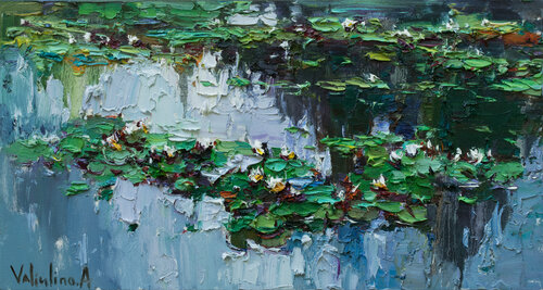 White Water Lilies -  Original Oil painting Anastasiya Valiulina