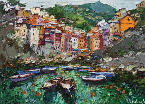 Riomaggiore, Cinque terre di Anastasiya Valiulina, Pittura in vendita su Singulart
