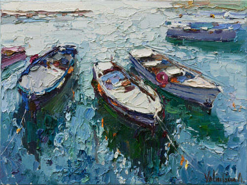 Rowing boats di Anastasiya Valiulina, Pittura in vendita su Singulart