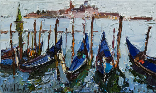 Venice gondolas Original oil painting par Anastasiya Valiulina, Peinture en vente sur Singulart