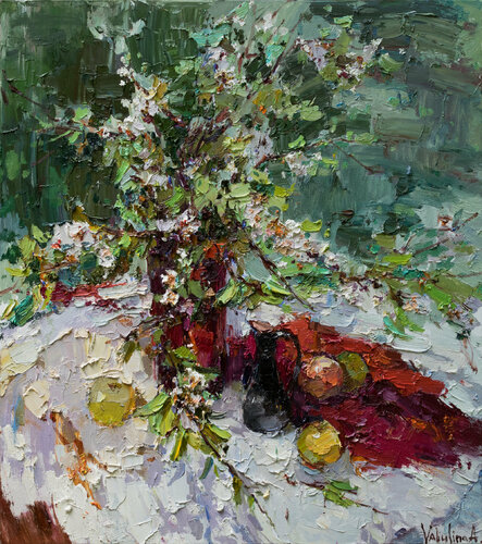 Still life with a blossoming pear par Anastasiya Valiulina, Peinture en vente sur Singulart