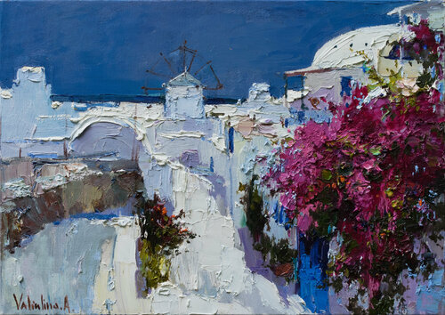Santorini, Greece - Original landscape painting von Anastasiya Valiulina, Malerei kaufen auf Singulart
