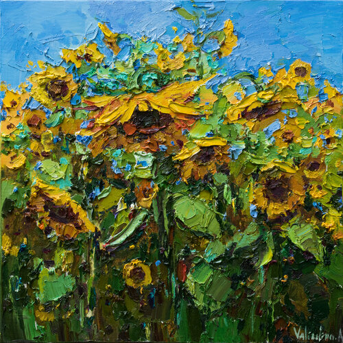 Sunflowers  Original Impasto Oil painting par Anastasiya Valiulina, Peinture en vente sur Singulart