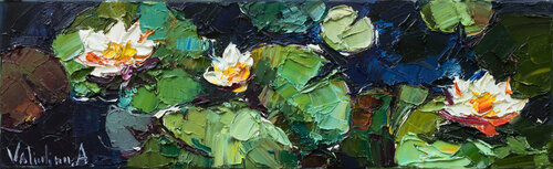 Water Lilies - Impasto Original Oil painting Anastasiya Valiulina