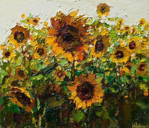 Sunflowers  Impasto Oil painting di Anastasiya Valiulina, Pittura in vendita su Singulart