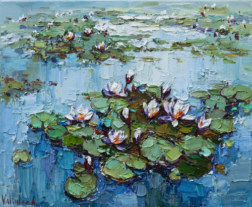 Water Lilies -Pond flowers par Anastasiya Valiulina, Peinture en vente sur Singulart