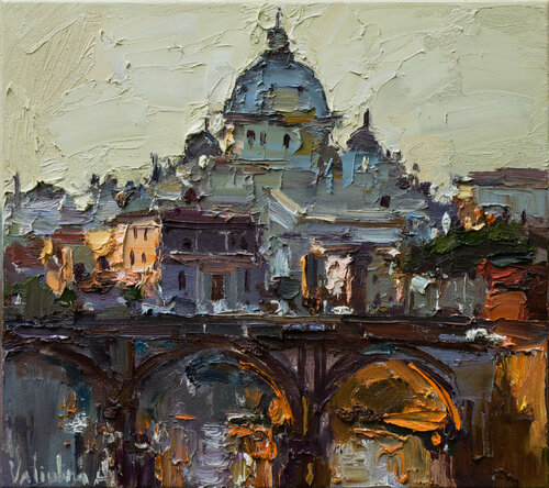 St. Angelo Bridge in Rome, Italy di Anastasiya Valiulina, Pittura in vendita su Singulart