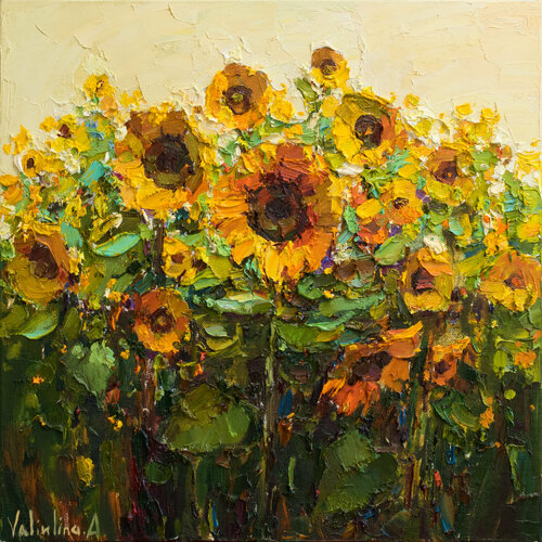 Sunflowers  Impasto Oil painting di Anastasiya Valiulina, Pittura in vendita su Singulart