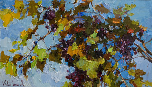 Autumn grapes - Oil painting di Anastasiya Valiulina, Pittura in vendita su Singulart