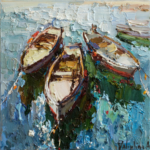 Boats - Original oil painting Anastasiya Valiulina