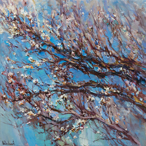 Flowering apricot tree Original oil painting par Anastasiya Valiulina, Peinture en vente sur Singulart