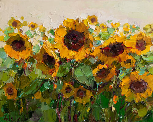 Sunflowers Impasto Oil painting par Anastasiya Valiulina, Peinture en vente sur Singulart