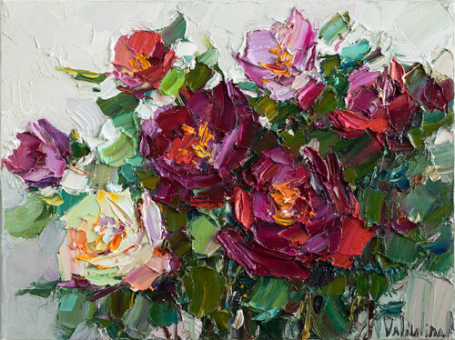 Roses impasto painting Anastasiya Valiulina