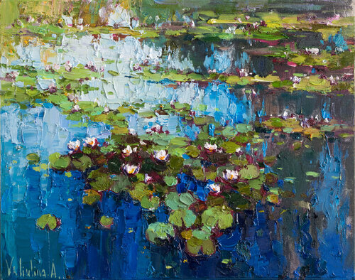 White Water Lilies - Pond flowers par Anastasiya Valiulina, Peinture en vente sur Singulart