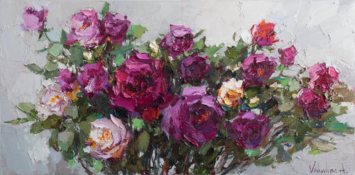 Roses impasto painting von Anastasiya Valiulina, Malerei kaufen auf Singulart
