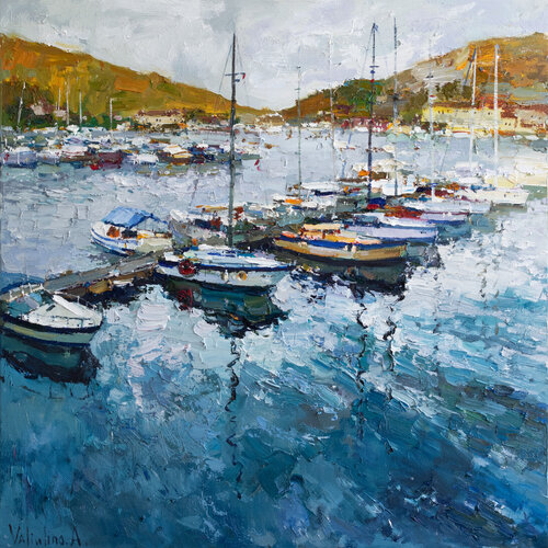 Yachts  Original seascape painting Anastasiya Valiulina