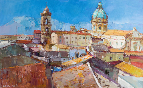 Palermo impasto painting. di Anastasiya Valiulina, Pittura in vendita su Singulart