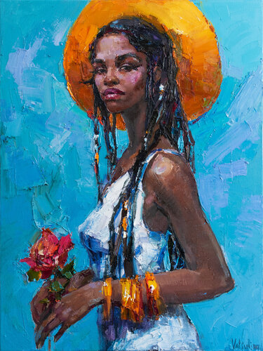 Summer african girl di Anastasiya Valiulina, Pittura in vendita su Singulart