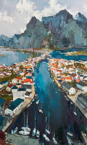 Northern beauty of Lofoten par Anastasiya Valiulina, Peinture en vente sur Singulart