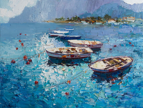 Moored Rowing Boats par Anastasiya Valiulina, Peinture en vente sur Singulart