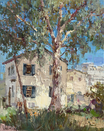 Old houses in Sarona par Anastasiya Valiulina, Peinture en vente sur Singulart