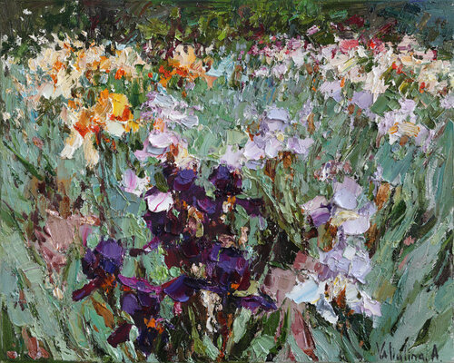 Irises flowers par Anastasiya Valiulina, Peinture en vente sur Singulart