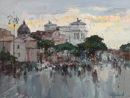 Rome Cityscape at Sunset par Anastasiya Valiulina, Peinture en vente sur Singulart