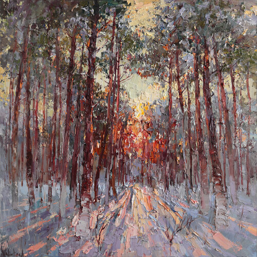 Winter Pine Forest at Sunset Anastasiya Valiulina