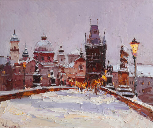 Winter Prague Charles Bridge Anastasiya Valiulina