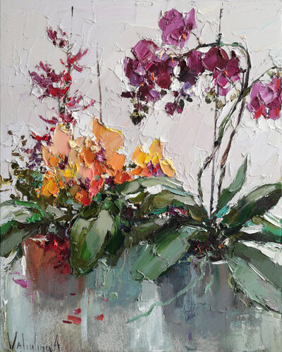 Orchids Still Life par Anastasiya Valiulina, Peinture en vente sur Singulart