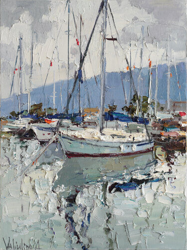 Yachts at Rest par Anastasiya Valiulina, Peinture en vente sur Singulart