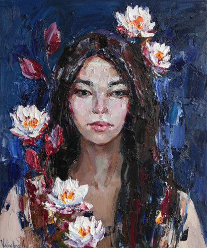 Woman and Water Lilies par Anastasiya Valiulina, Peinture en vente sur Singulart