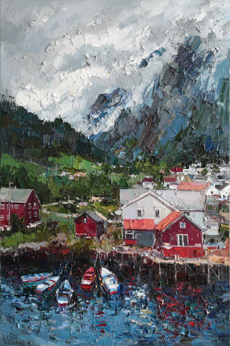 Lofoten Landscape par Anastasiya Valiulina, Peinture en vente sur Singulart