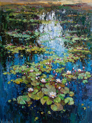 White Water Lilies in the Pond par Anastasiya Valiulina, Peinture en vente sur Singulart