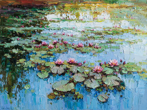 Pink Water Lilies par Anastasiya Valiulina, Peinture en vente sur Singulart