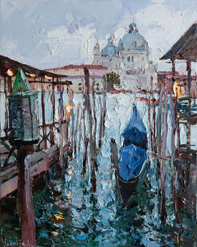 Gondola in Venice painting von Anastasiya Valiulina, Malerei kaufen auf Singulart
