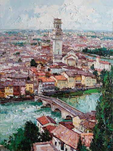 Verona Italy painting par Anastasiya Valiulina, Peinture en vente sur Singulart