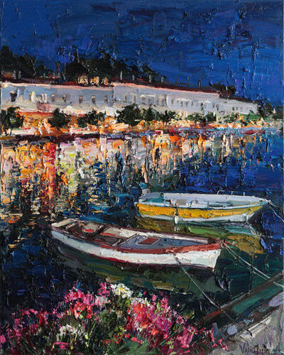 Lake Garda at Night par Anastasiya Valiulina, Peinture en vente sur Singulart