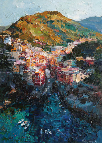 Riomaggiore, Cinque Terre par Anastasiya Valiulina, Peinture en vente sur Singulart