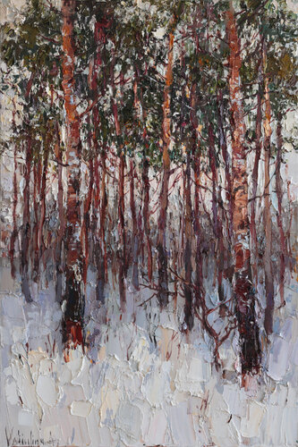 Winter Pine Forest at Dusk von Anastasiya Valiulina, Malerei kaufen auf Singulart