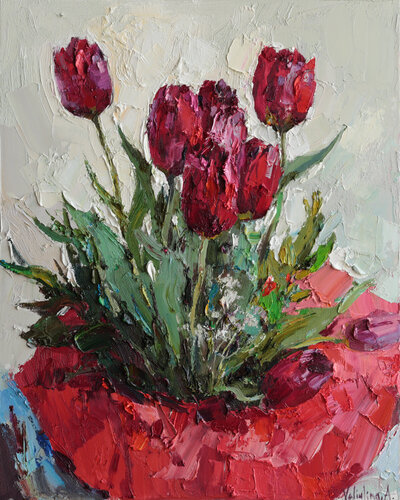 Red Tulips von Anastasiya Valiulina, Malerei kaufen auf Singulart