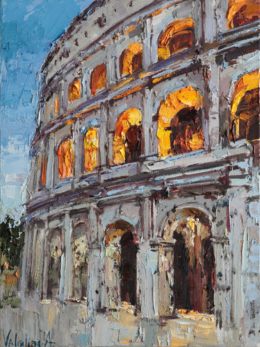 Colosseum at Dusk di Anastasiya Valiulina, Pittura in vendita su Singulart