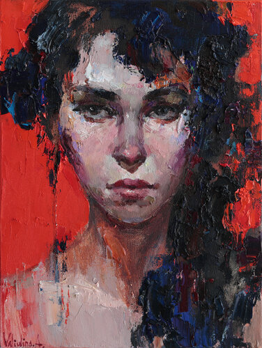 Her Gaze – Abstract Portrait von Anastasiya Valiulina, Malerei kaufen auf Singulart