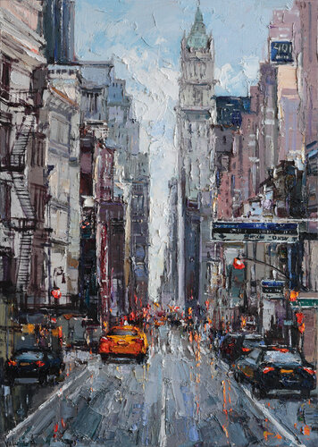 City Street Reflections van Anastasiya Valiulina, Schilderij te koop op Singulart