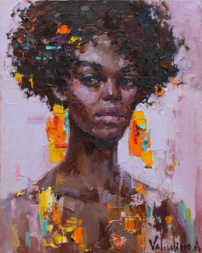 African woman portrait Original oil painting di Anastasiya Valiulina, Pittura in vendita su Singulart