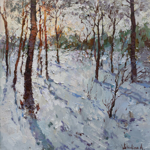 Winter  forest - Original oil painting di Anastasiya Valiulina, Pittura in vendita su Singulart