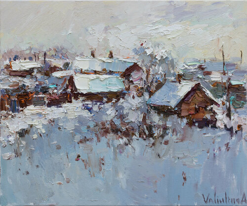 Winter Landscape - Original oil Landscape painting di Anastasiya Valiulina, Pittura in vendita su Singulart