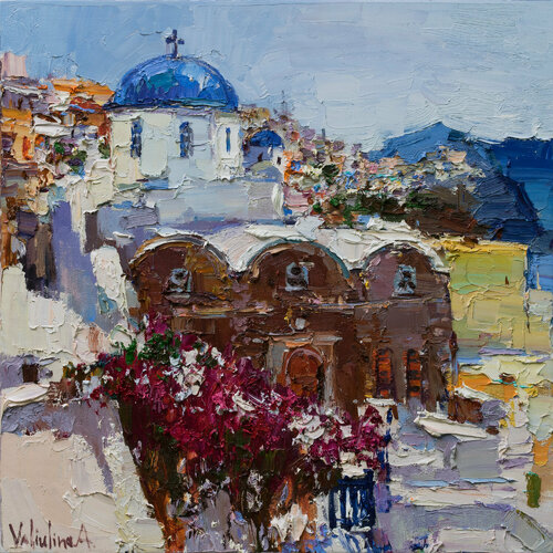 Santorini, Greece - landscape painting di Anastasiya Valiulina, Pittura in vendita su Singulart