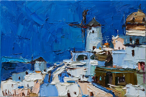 Santorini, Greece - Original landscape painting Anastasiya Valiulina